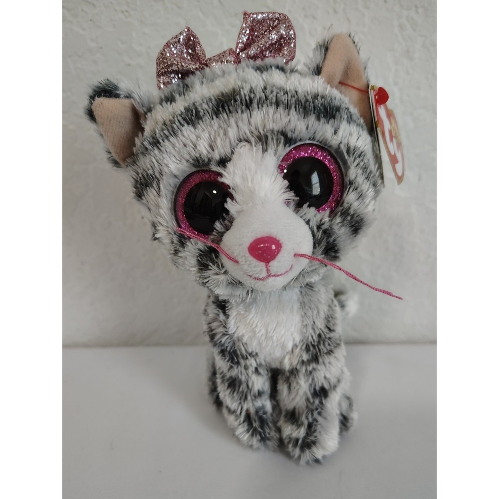 Ty Beanie Boos Kiki Gray White Tabby Cat 2016 - NWT NEW
